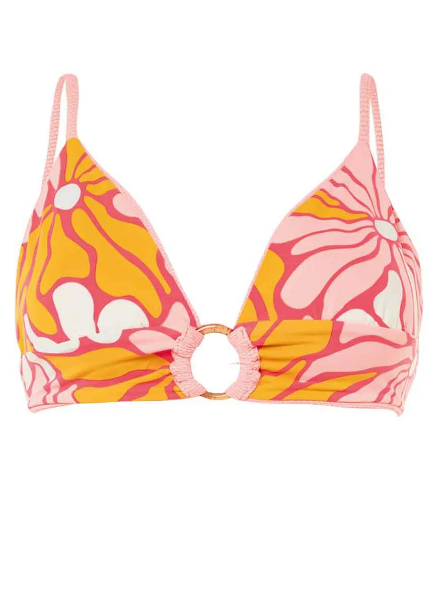 Maaji Coral Salmon Shine Long Line Triangle Bikini Top Maaji
