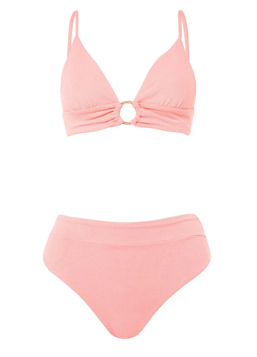 Maaji Coral Salmon Shine Long Line Triangle Bikini Top Maaji