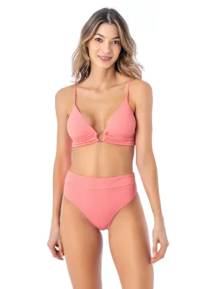 Maaji Coral Salmon Shine Long Line Triangle Bikini Top Maaji
