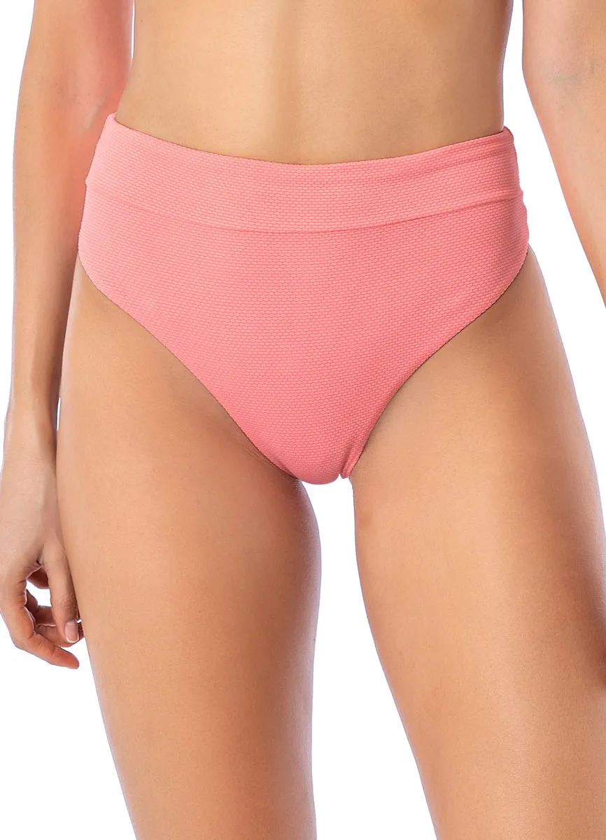 Maaji Coral Salmon Suzy Q High Rise/High Leg Bikini Bottom Maaji