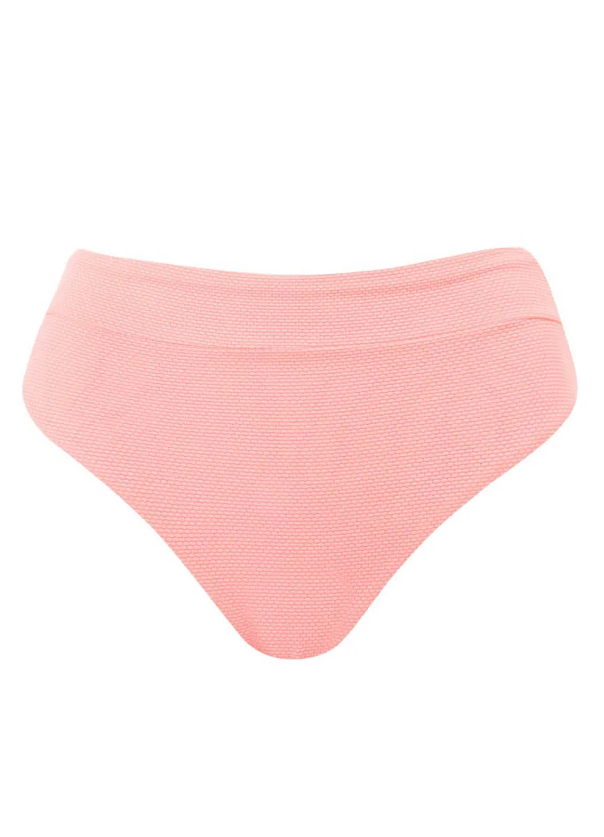 Maaji Coral Salmon Suzy Q High Rise/High Leg Bikini Bottom Maaji