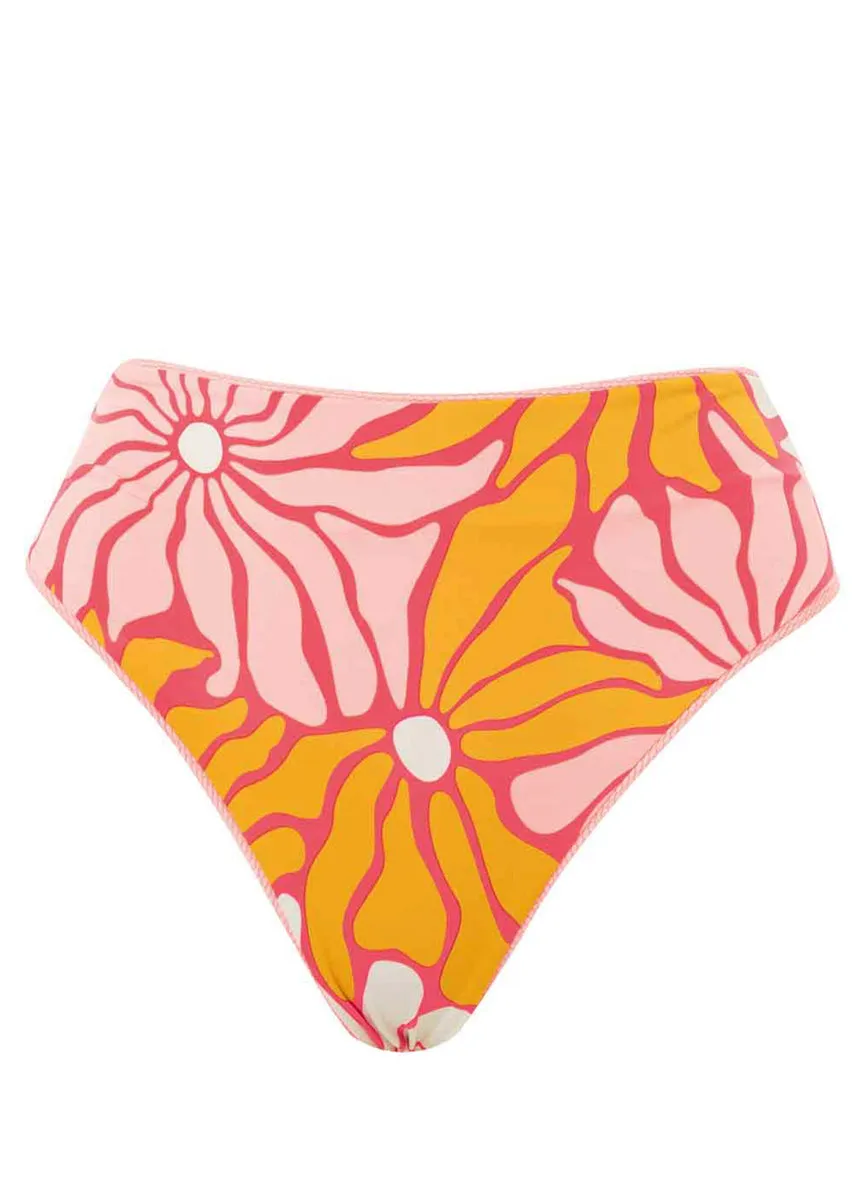 Maaji Coral Salmon Suzy Q High Rise/High Leg Bikini Bottom Maaji