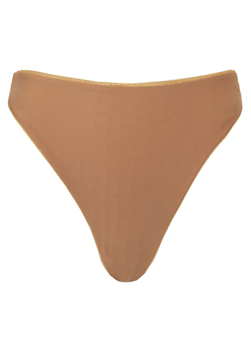 Maaji Creamy Gold Delphi High Rise Thin Side Bikini Bottom Maaji