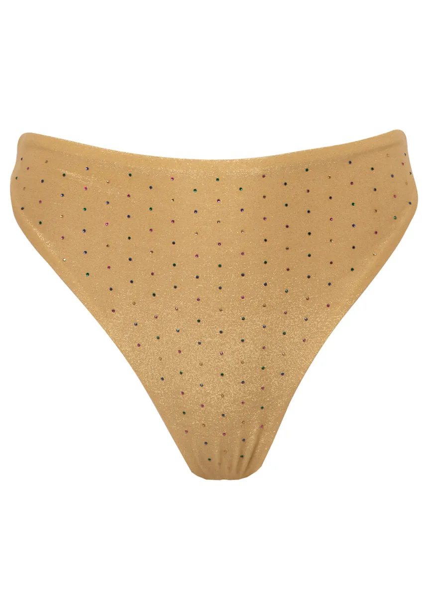 Maaji Creamy Gold Delphi High Rise Thin Side Bikini Bottom Maaji