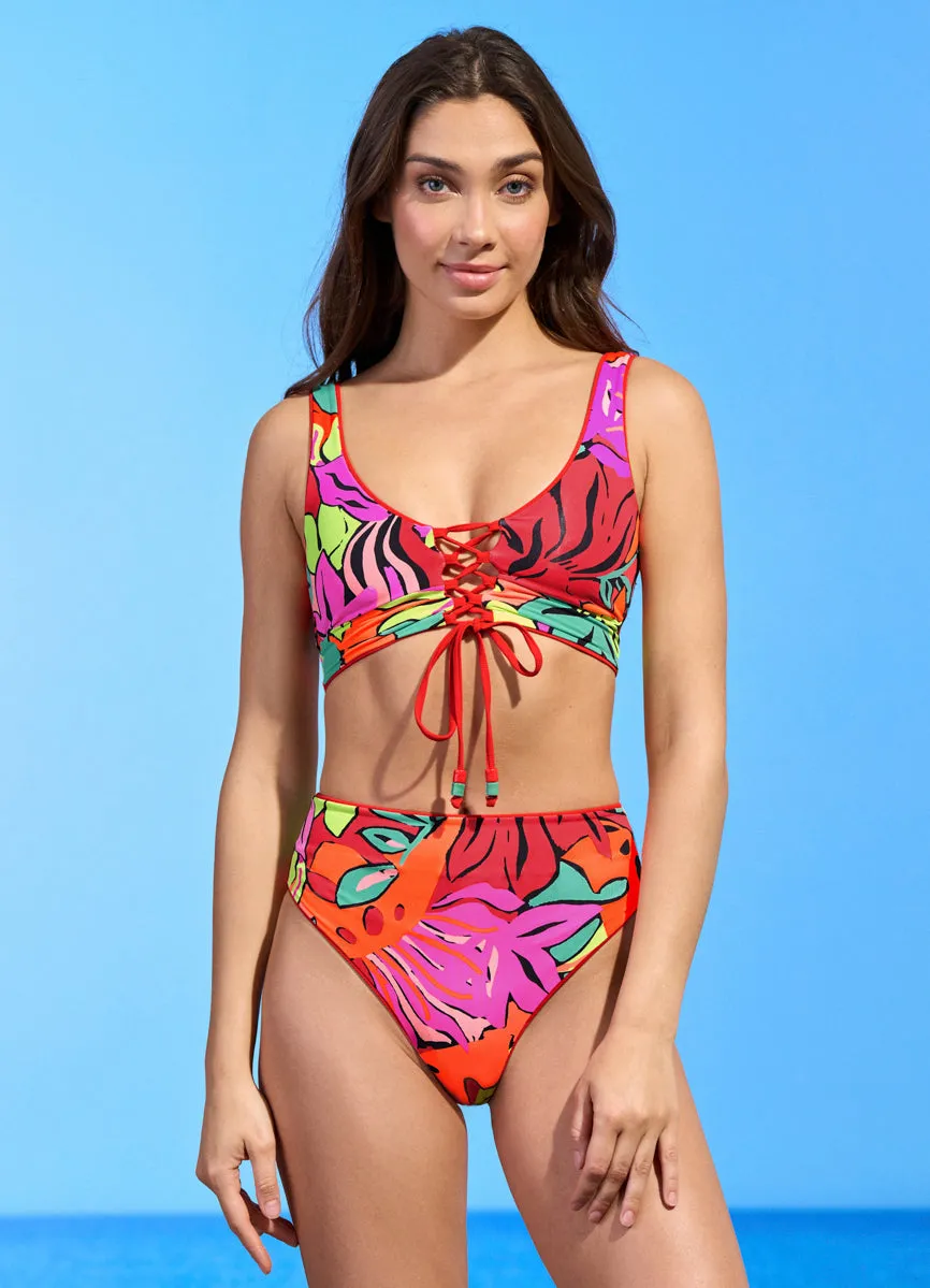 Maaji Crimson Suzy Q High Rise/High Leg Bikini Bottom Maaji