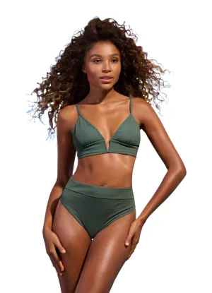 Maaji Crocodile Green Parade Long Line Triangle Bikini Top Maaji