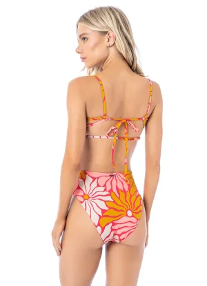 Maaji Dali Flowers Sully High Rise/High Leg Bikini Bottom Maaji