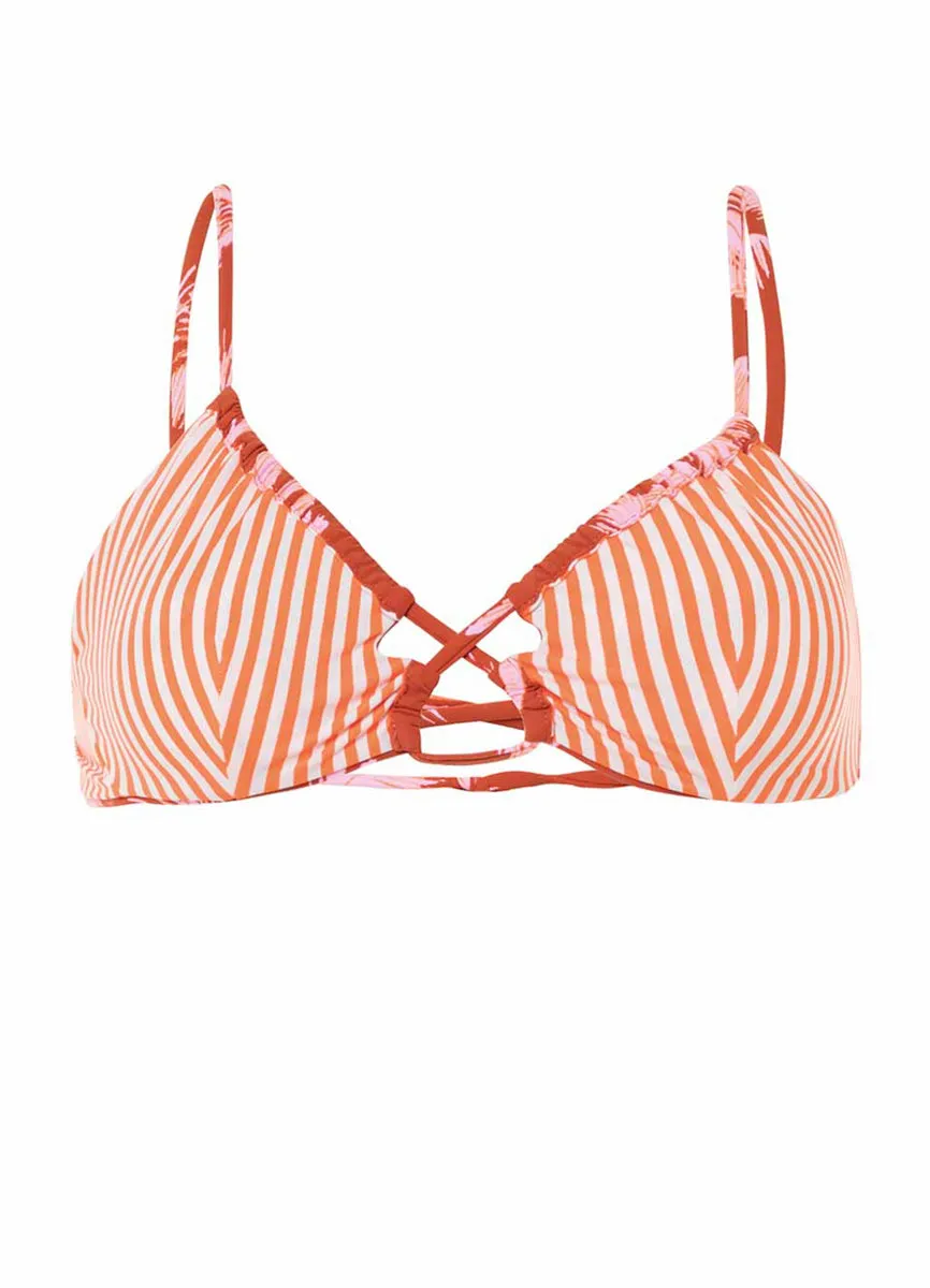 Maaji Darkred Palms Kelly Loop Front Triangle Bikini Top Maaji