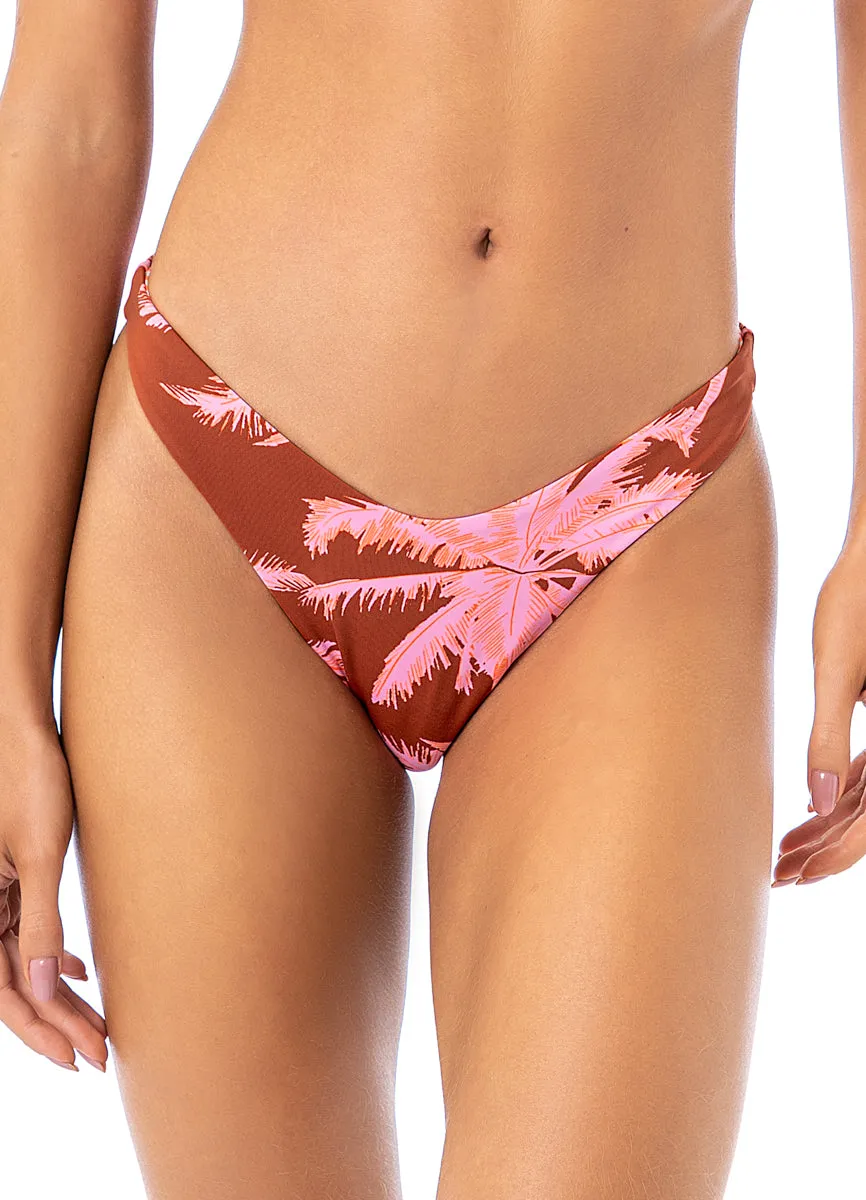 Maaji Darkred Palms Splendour High Leg Bikini Bottom Maaji