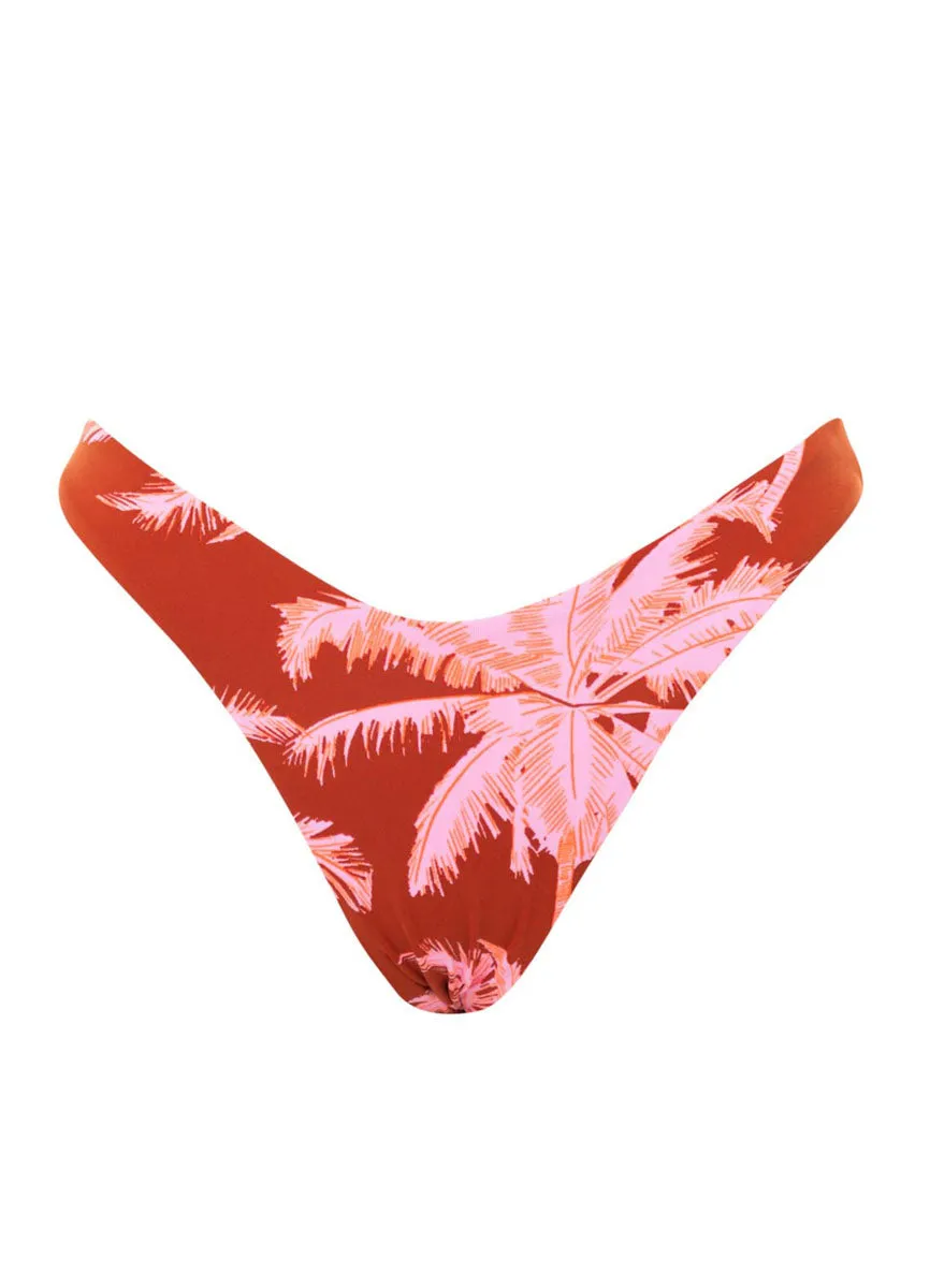 Maaji Darkred Palms Splendour High Leg Bikini Bottom Maaji