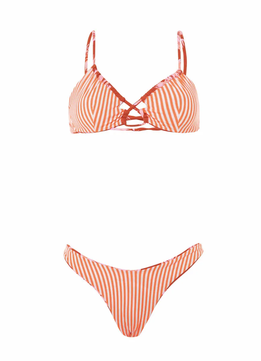 Maaji Darkred Palms Splendour High Leg Bikini Bottom Maaji