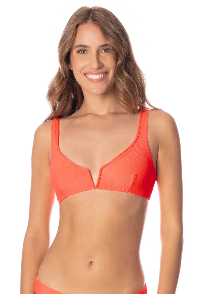 Maaji Fire Coral Victoria V Wire Bralette Bikini Top Maaji