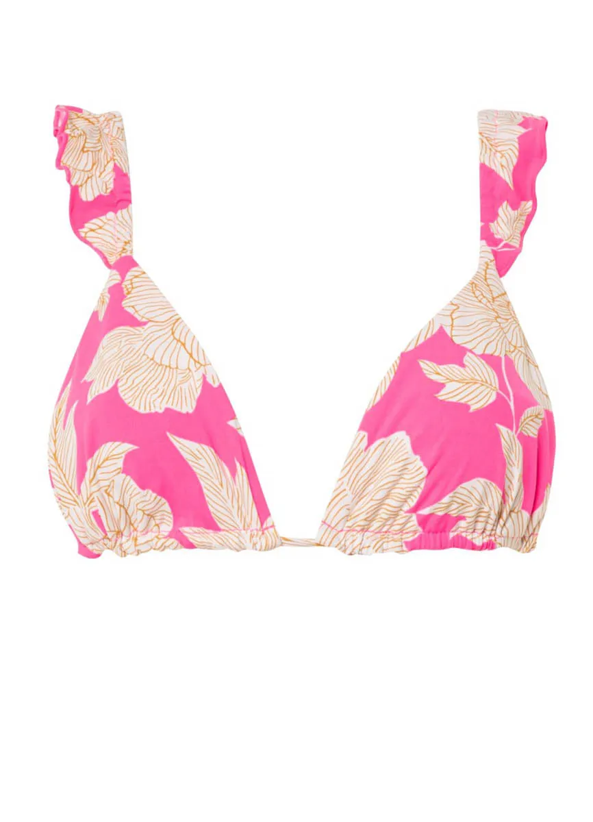 Maaji Floral Duo Crush Ruffle Triangle Bikini Top Maaji