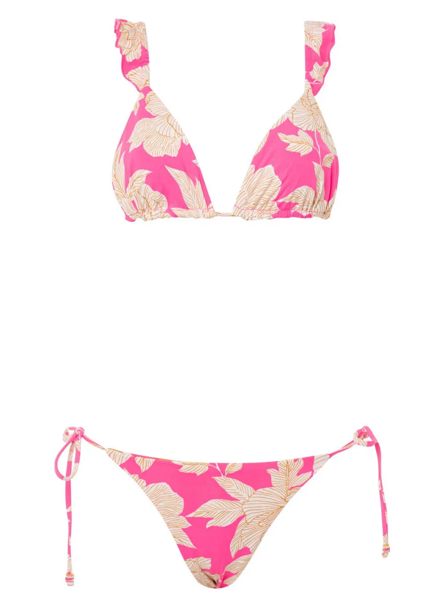 Maaji Floral Duo Crush Ruffle Triangle Bikini Top Maaji