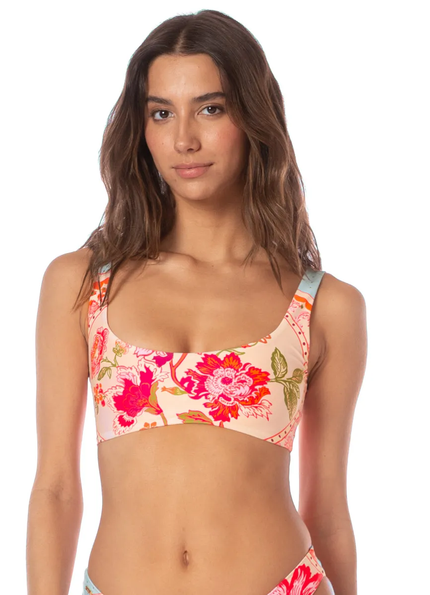Maaji Floral Groove Dazzle Lace Up Bralette Bikini Top Maaji