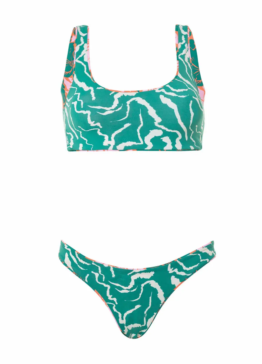 Maaji Floral Stamp Guinea Sporty Bralette Bikini Top Maaji
