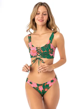 Maaji Floral Stamp Guinea Sporty Bralette Bikini Top Maaji