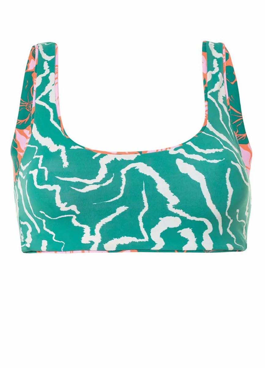 Maaji Floral Stamp Guinea Sporty Bralette Bikini Top Maaji