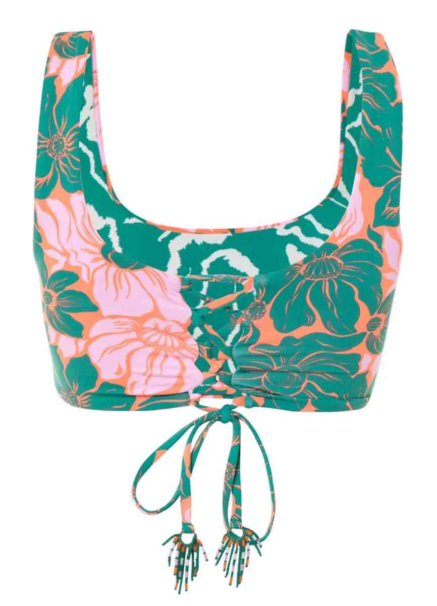 Maaji Floral Stamp Guinea Sporty Bralette Bikini Top Maaji