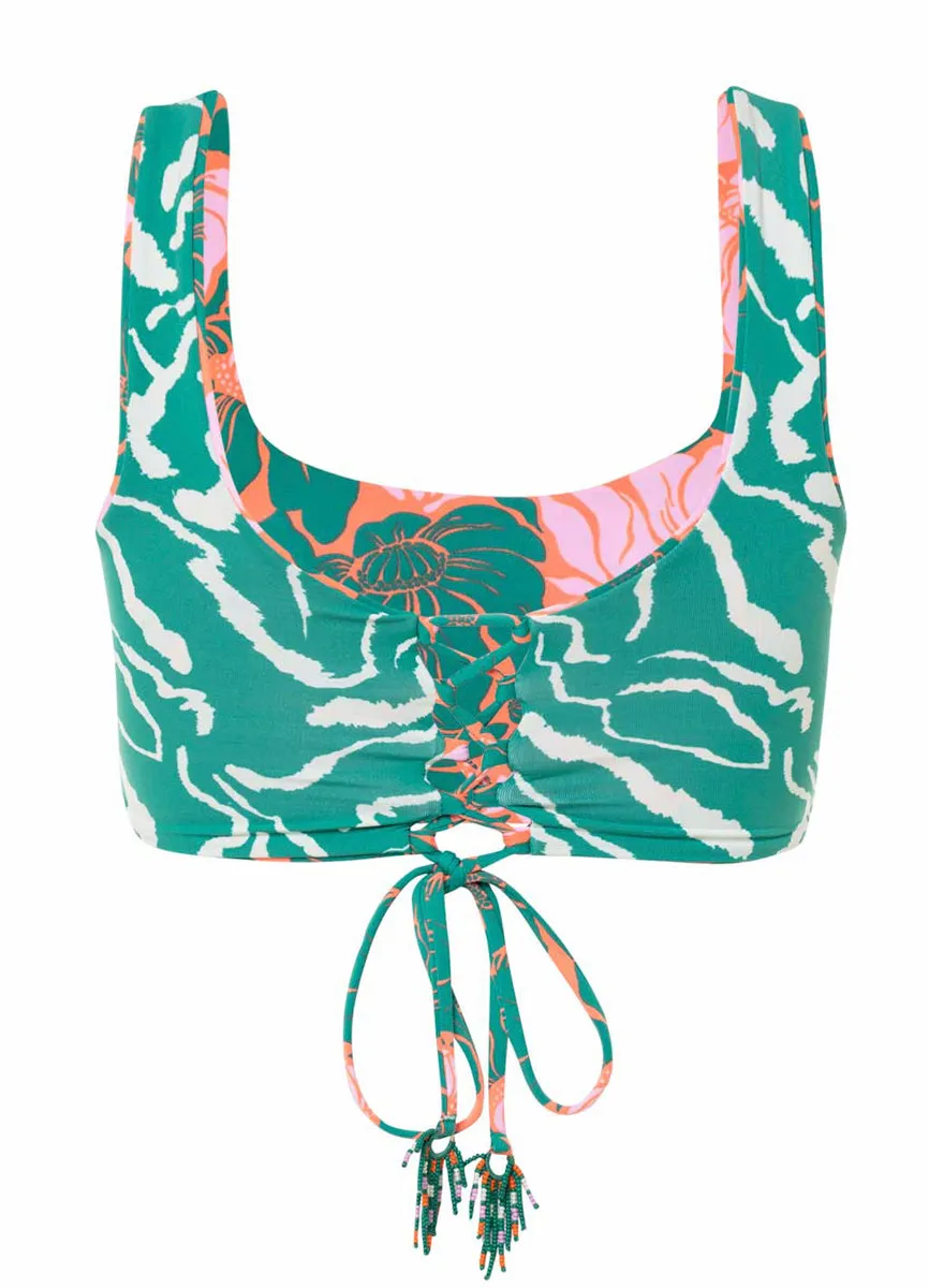 Maaji Floral Stamp Guinea Sporty Bralette Bikini Top Maaji