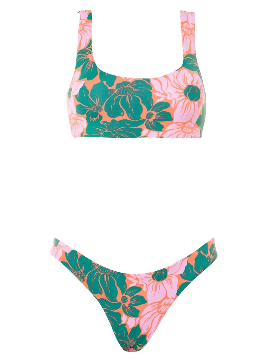 Maaji Floral Stamp Guinea Sporty Bralette Bikini Top Maaji