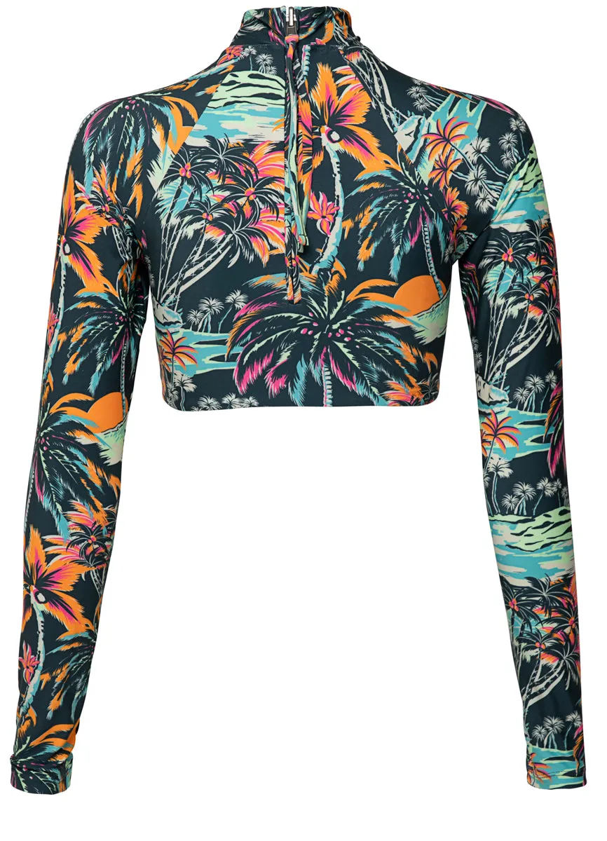 Maaji Funky Fiesta Verbena Long Sleeve Crop Top Bikini Top Maaji