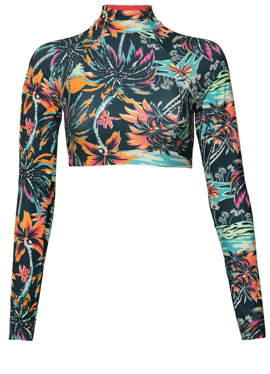 Maaji Funky Fiesta Verbena Long Sleeve Crop Top Bikini Top Maaji