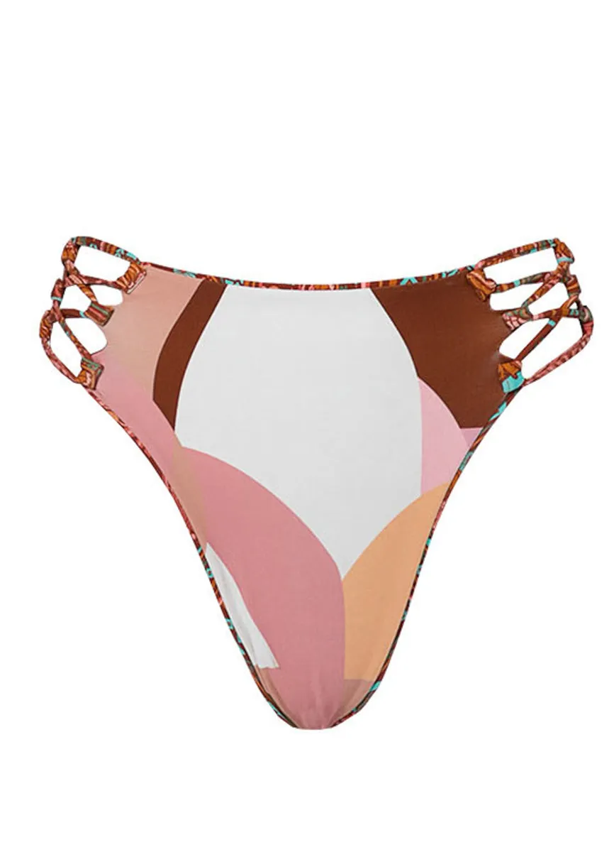 Maaji Garden Engraving Applauses High Rise Lace Up Bikini Bottom Maaji