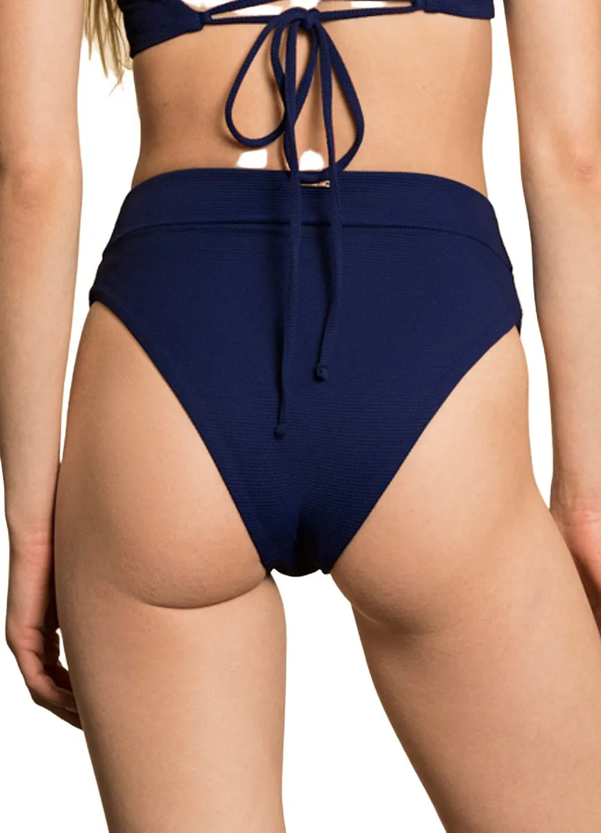 Maaji Indigo Blue Suzy Q High Rise/High Leg Bikini Bottom Maaji