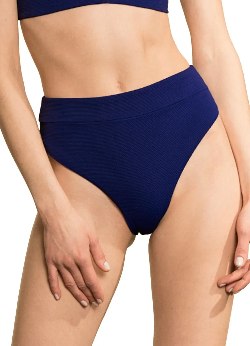 Maaji Indigo Blue Suzy Q High Rise/High Leg Bikini Bottom Maaji