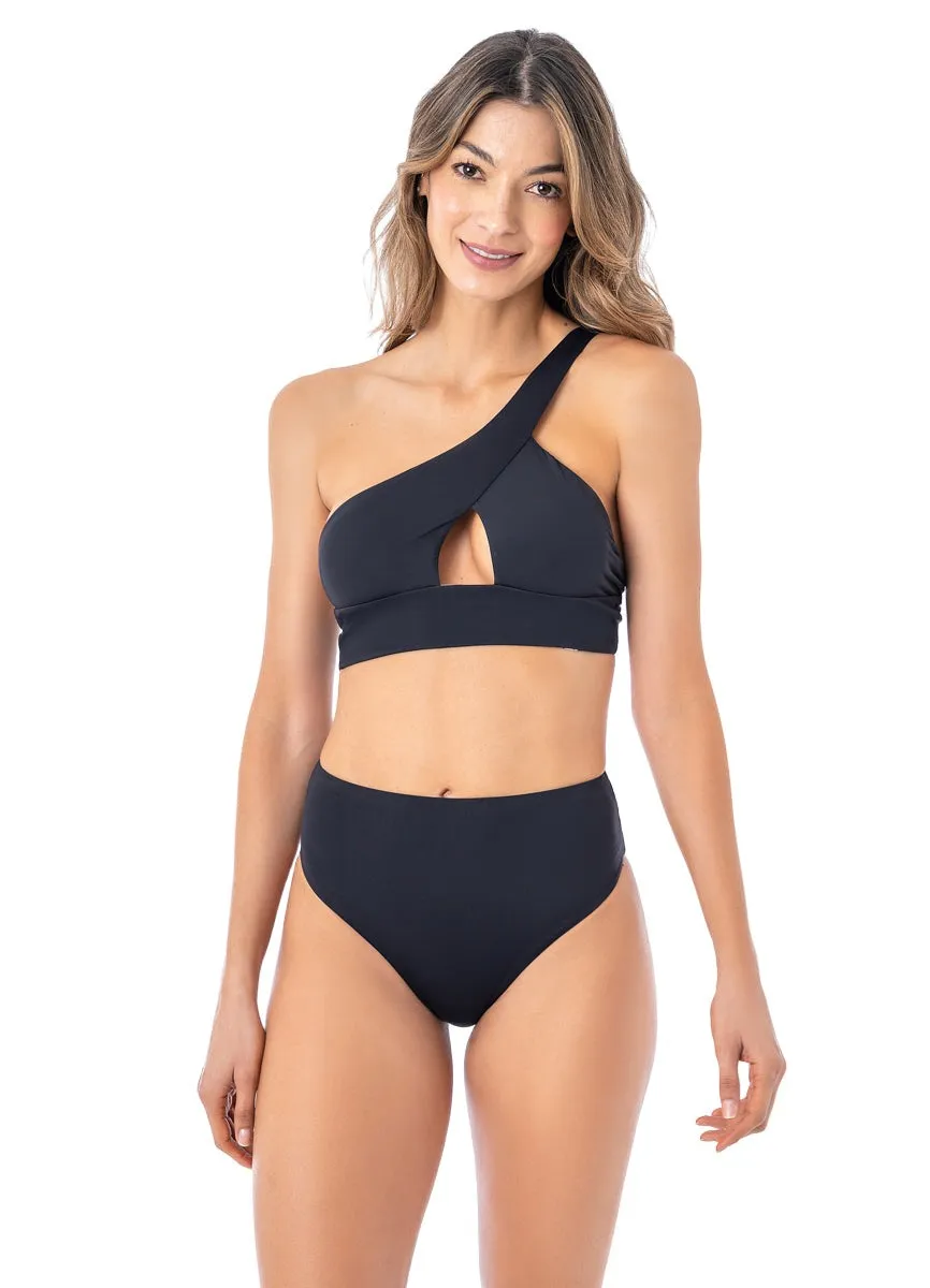 Maaji Ink Black Sully High Rise/High Leg Bikini Bottom Maaji