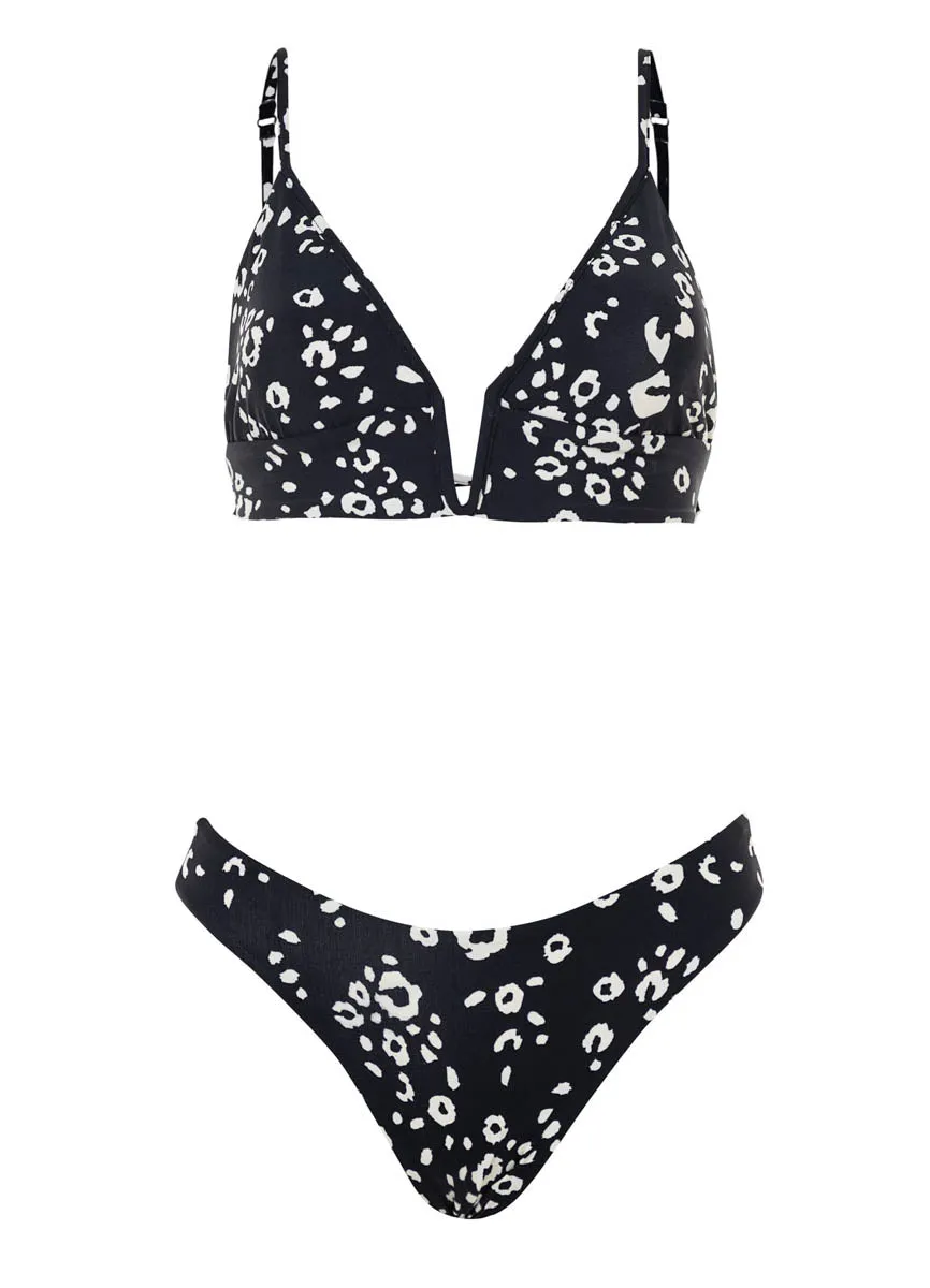 Maaji Ink Cheeta Parade Long Line Triangle Bikini Top Maaji