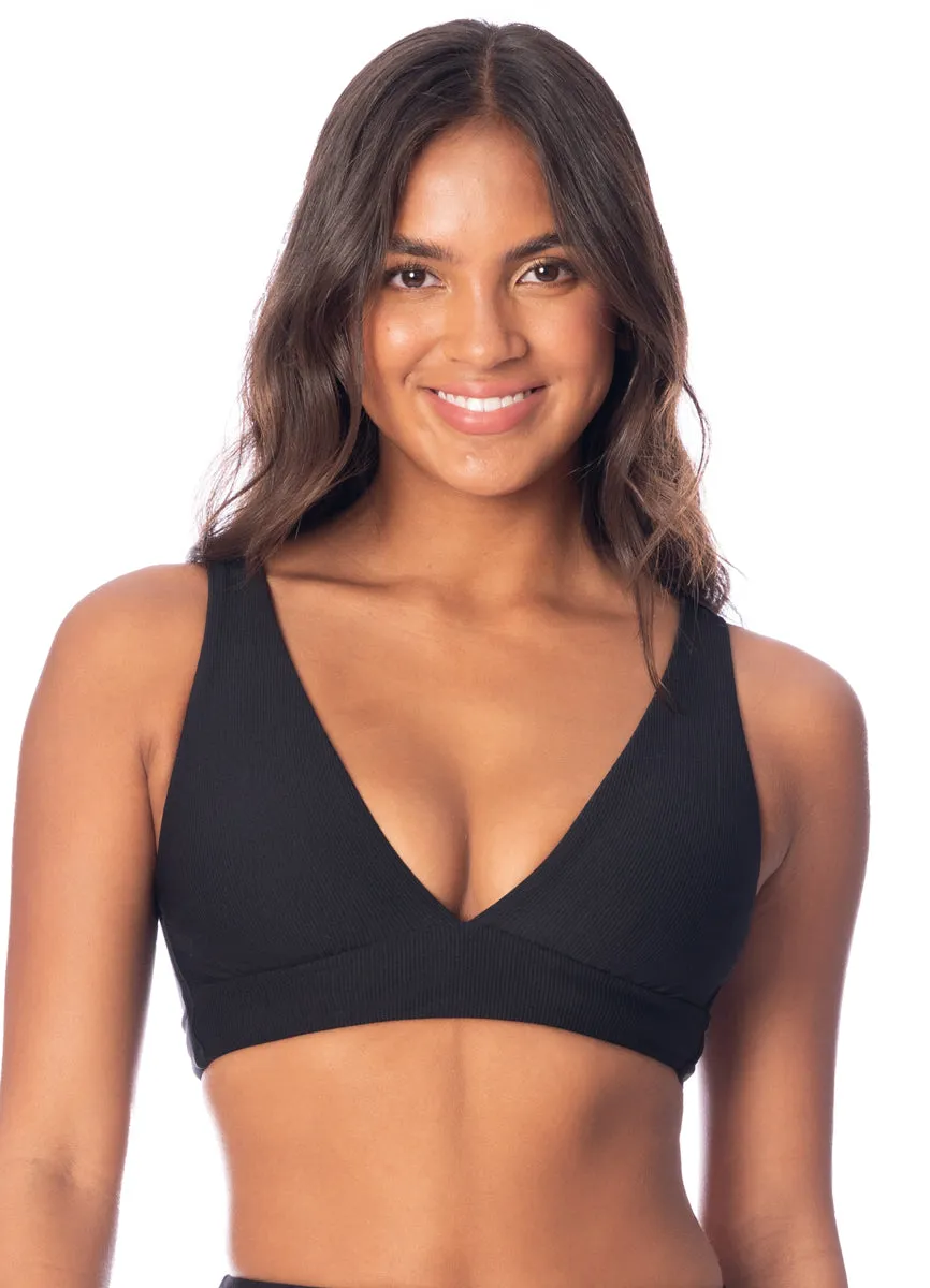 Maaji Jade Black Allure Long Line Triangle Bikini Top Maaji