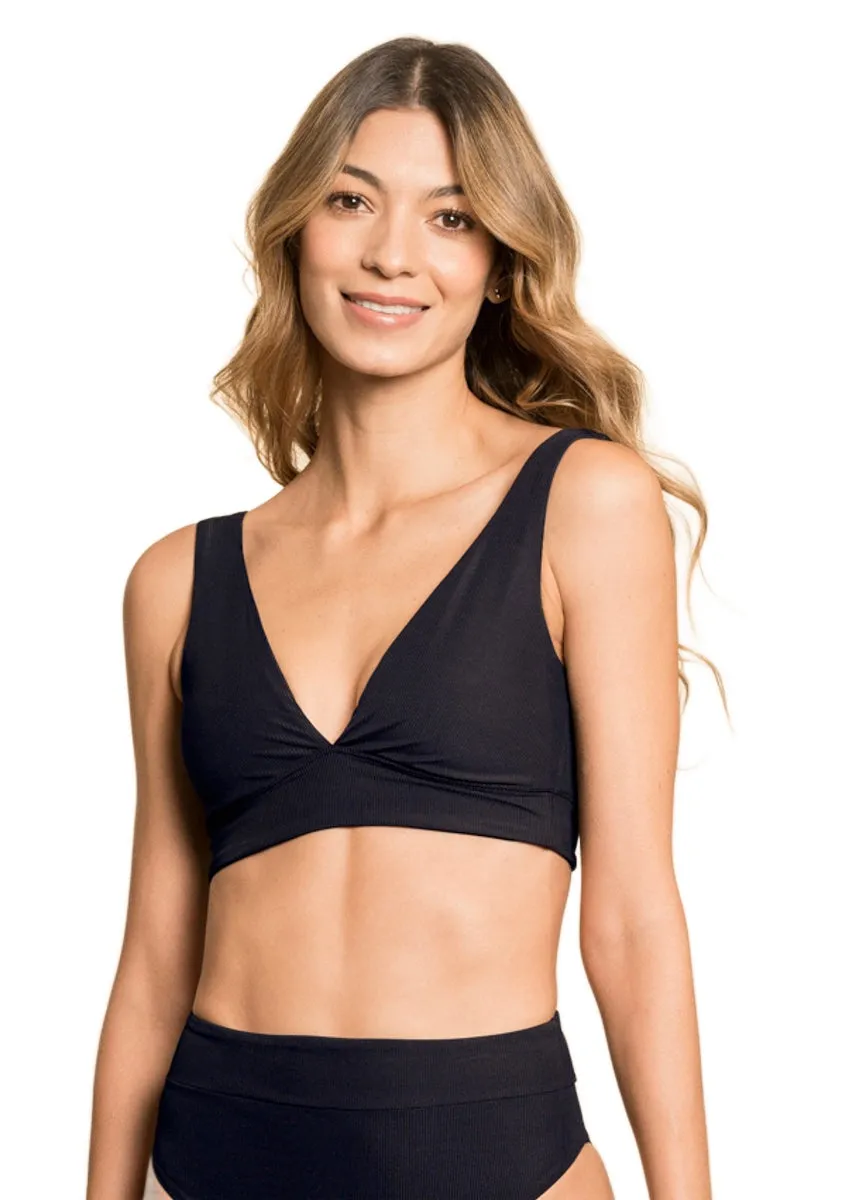 Maaji Jade Black Allure Long Line Triangle Bikini Top Maaji
