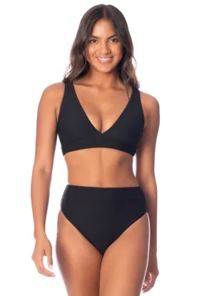 Maaji Jade Black Allure Long Line Triangle Bikini Top Maaji