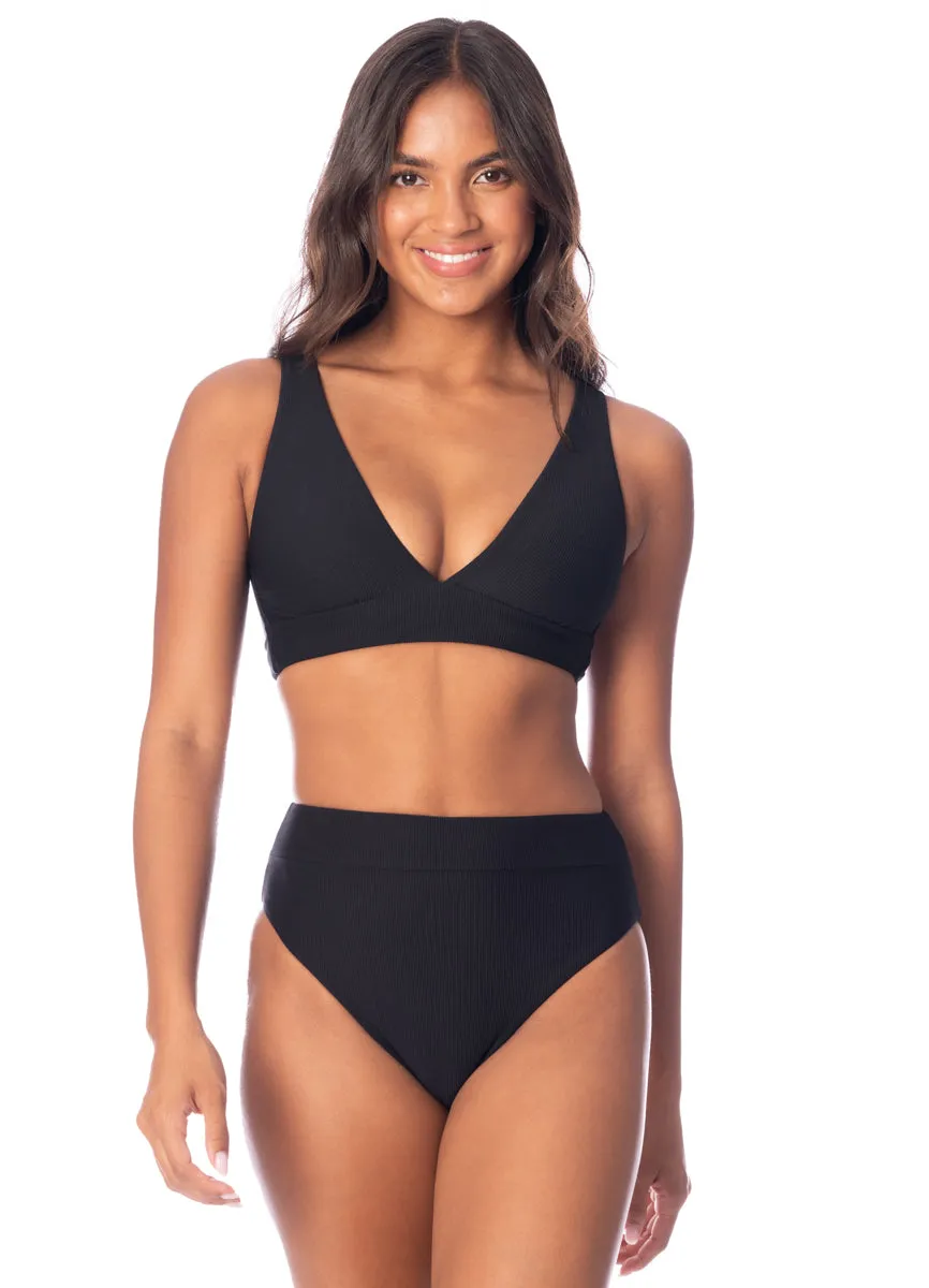 Maaji Jade Black Allure Long Line Triangle Bikini Top Maaji