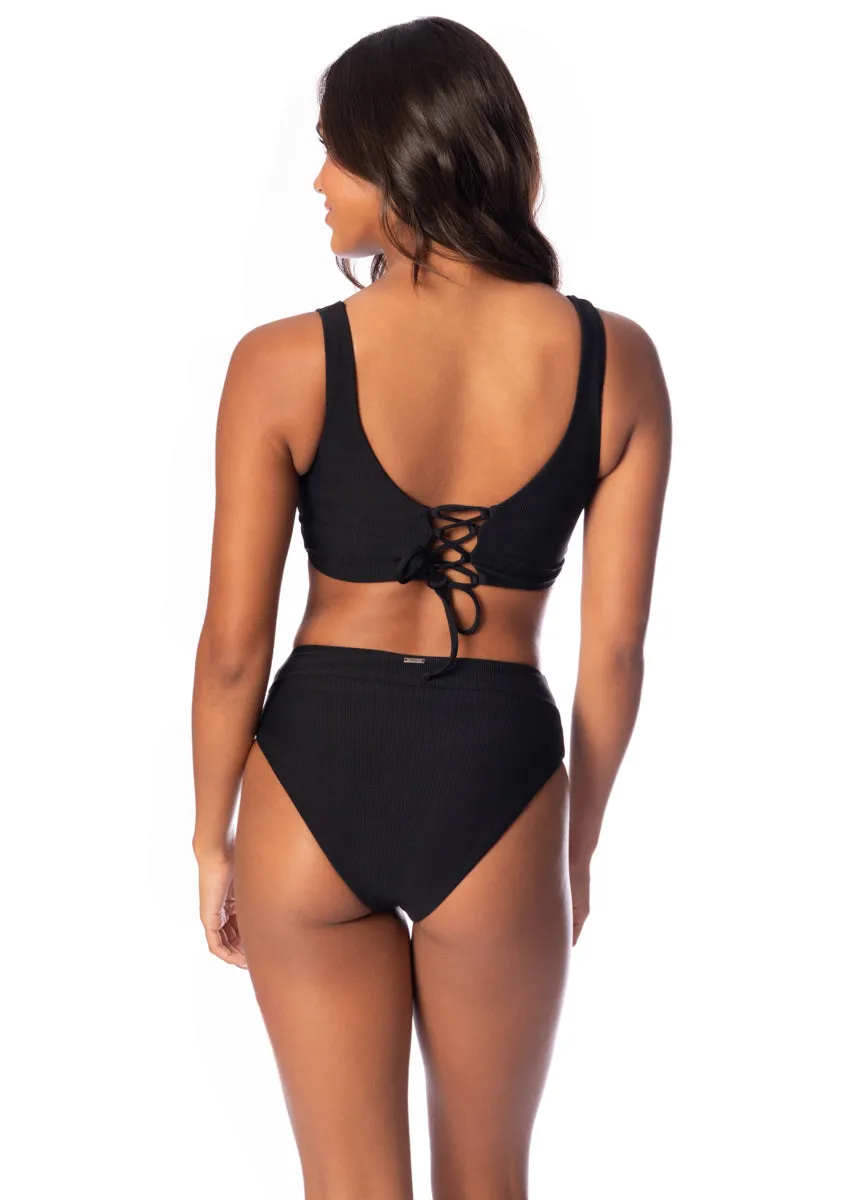 Maaji Jade Black Allure Long Line Triangle Bikini Top Maaji