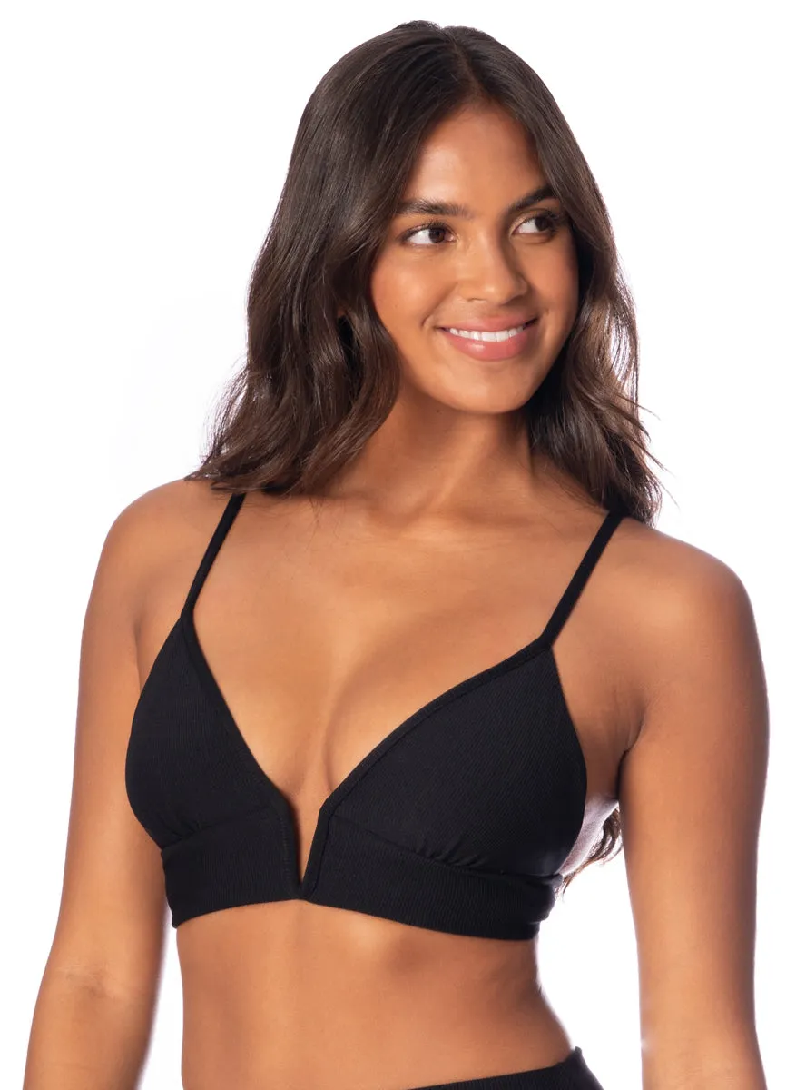 Maaji Jade Black Parade Long Line Triangle Bikini Top Maaji