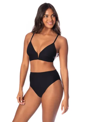 Maaji Jade Black Parade Long Line Triangle Bikini Top Maaji