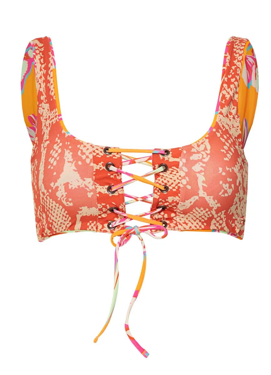 Maaji Jungle Groove Dazzle Lace Up Bralette Bikini Top Maaji