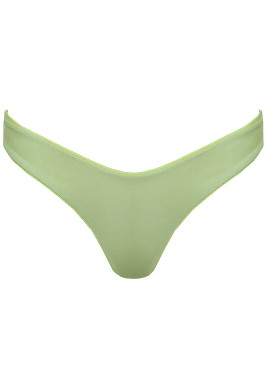 Maaji Lemonade Green Splendour Regular Rise Thin Side Bikini Bottom Maaji