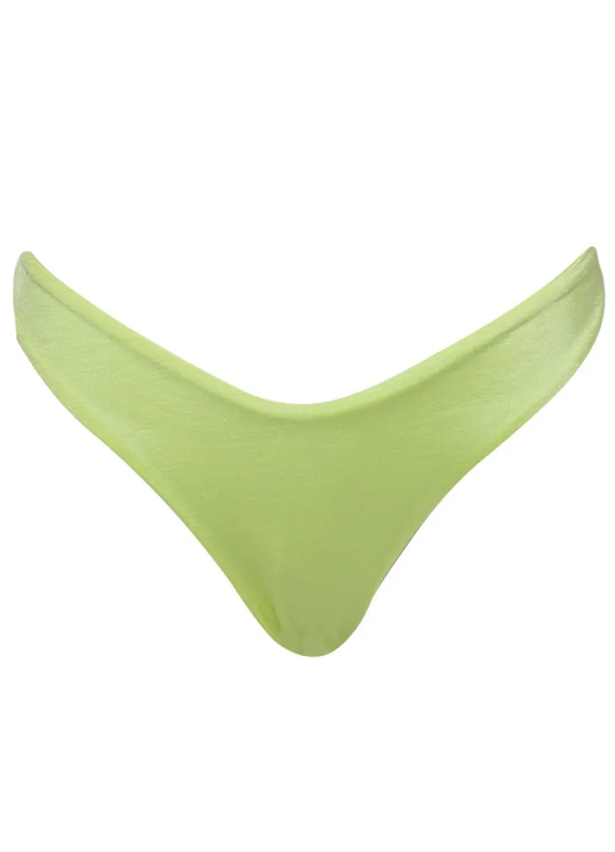 Maaji Lemonade Green Splendour Regular Rise Thin Side Bikini Bottom Maaji