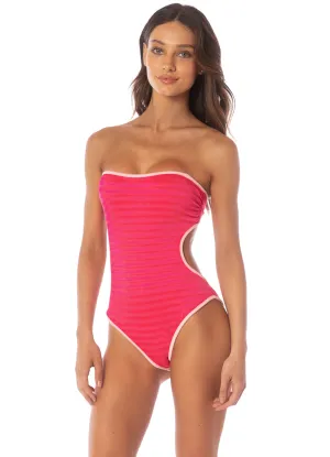 Maaji Lightpink Flowerbed Cirsium  Cheeky Cut Bandeau One Piece Maaji