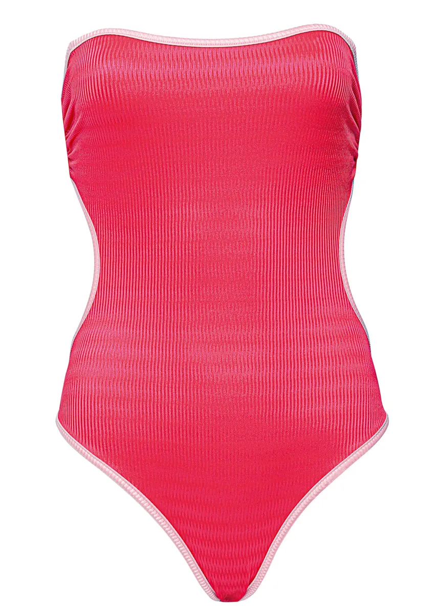 Maaji Lightpink Flowerbed Cirsium  Cheeky Cut Bandeau One Piece Maaji