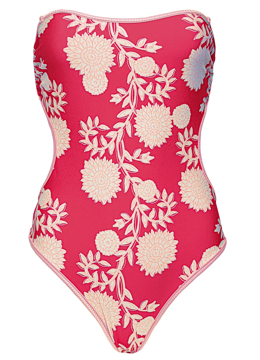 Maaji Lightpink Flowerbed Cirsium  Cheeky Cut Bandeau One Piece Maaji