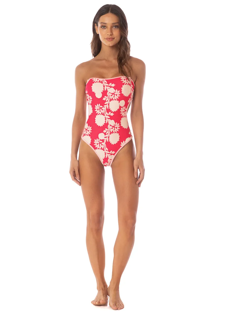 Maaji Lightpink Flowerbed Cirsium  Cheeky Cut Bandeau One Piece Maaji