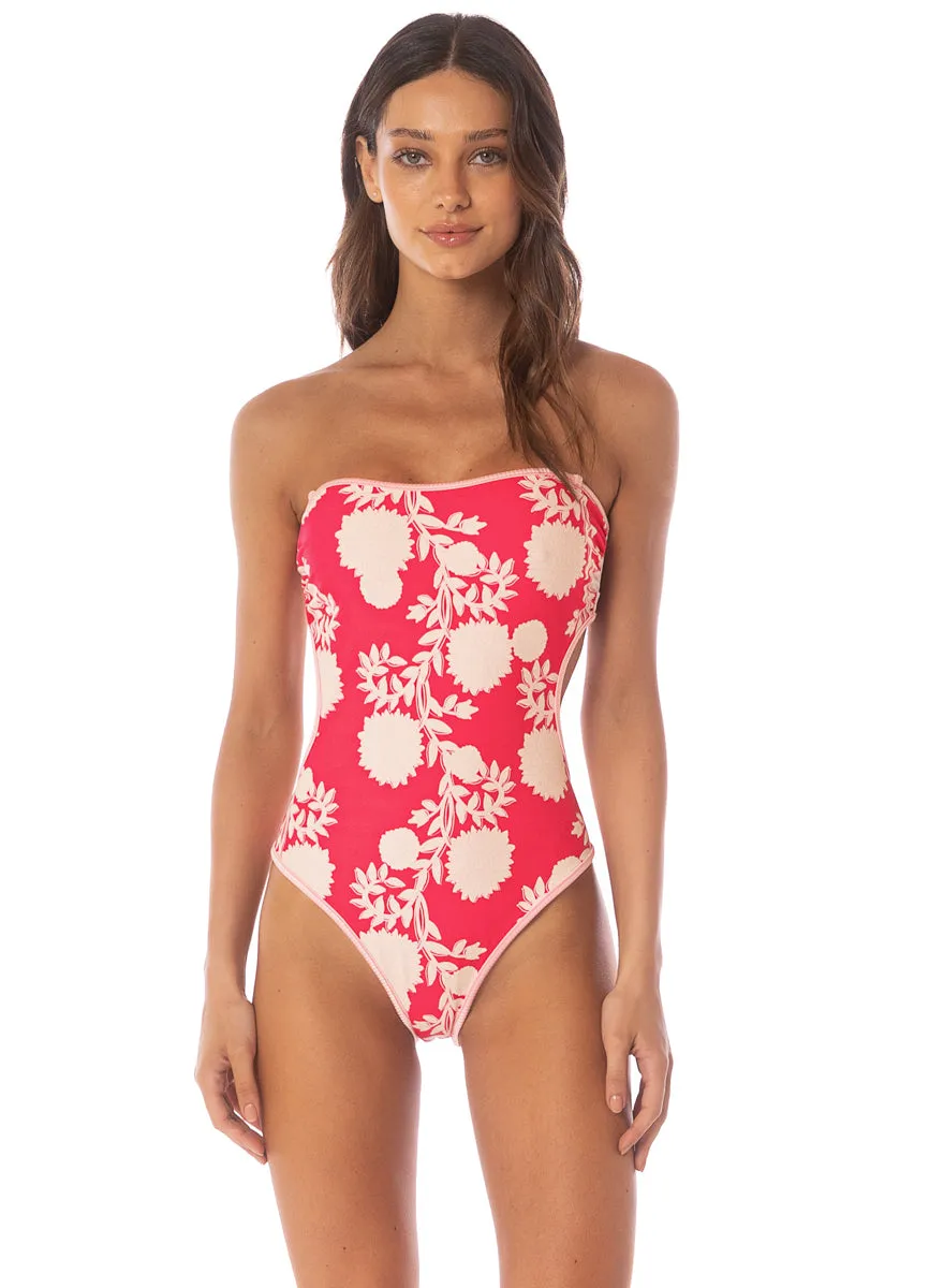 Maaji Lightpink Flowerbed Cirsium  Cheeky Cut Bandeau One Piece Maaji