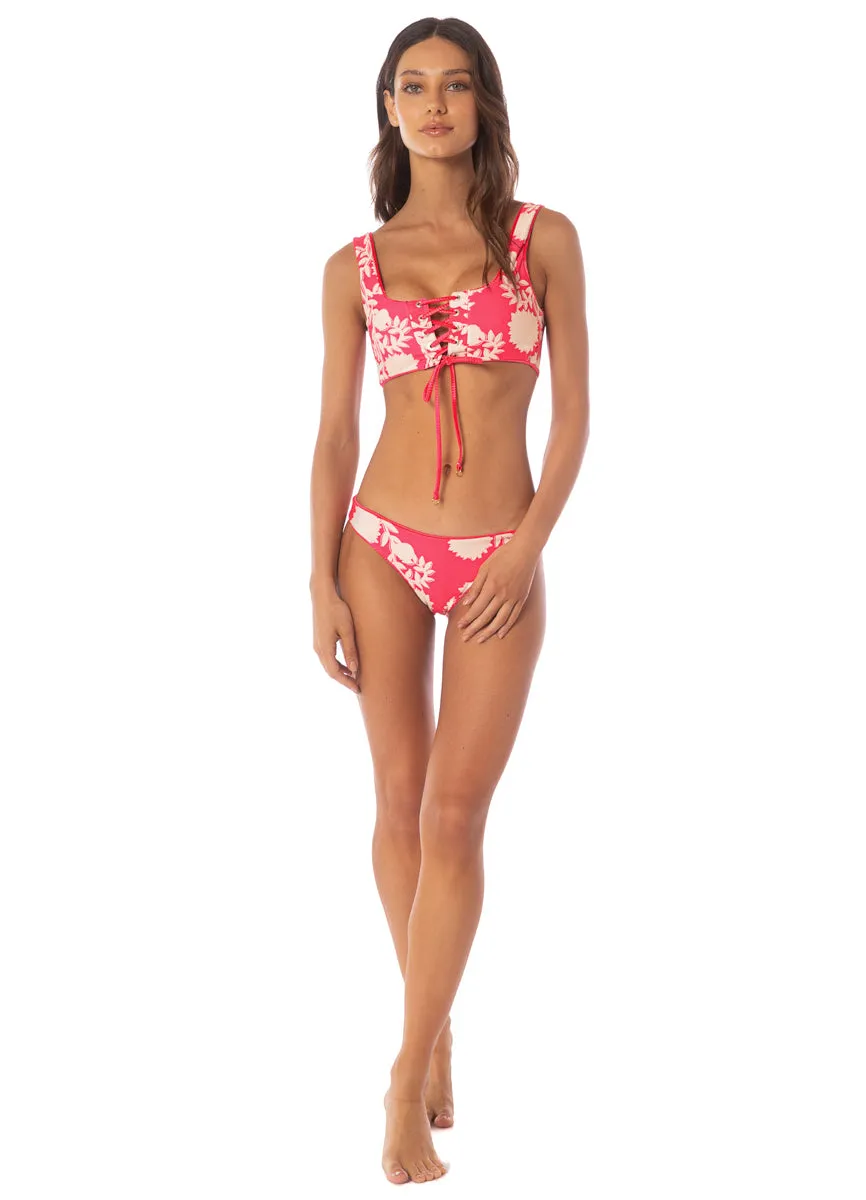 Maaji Lightpink Flowerbed Flirt  Low Rise Thin Side Bikini Bottom Maaji