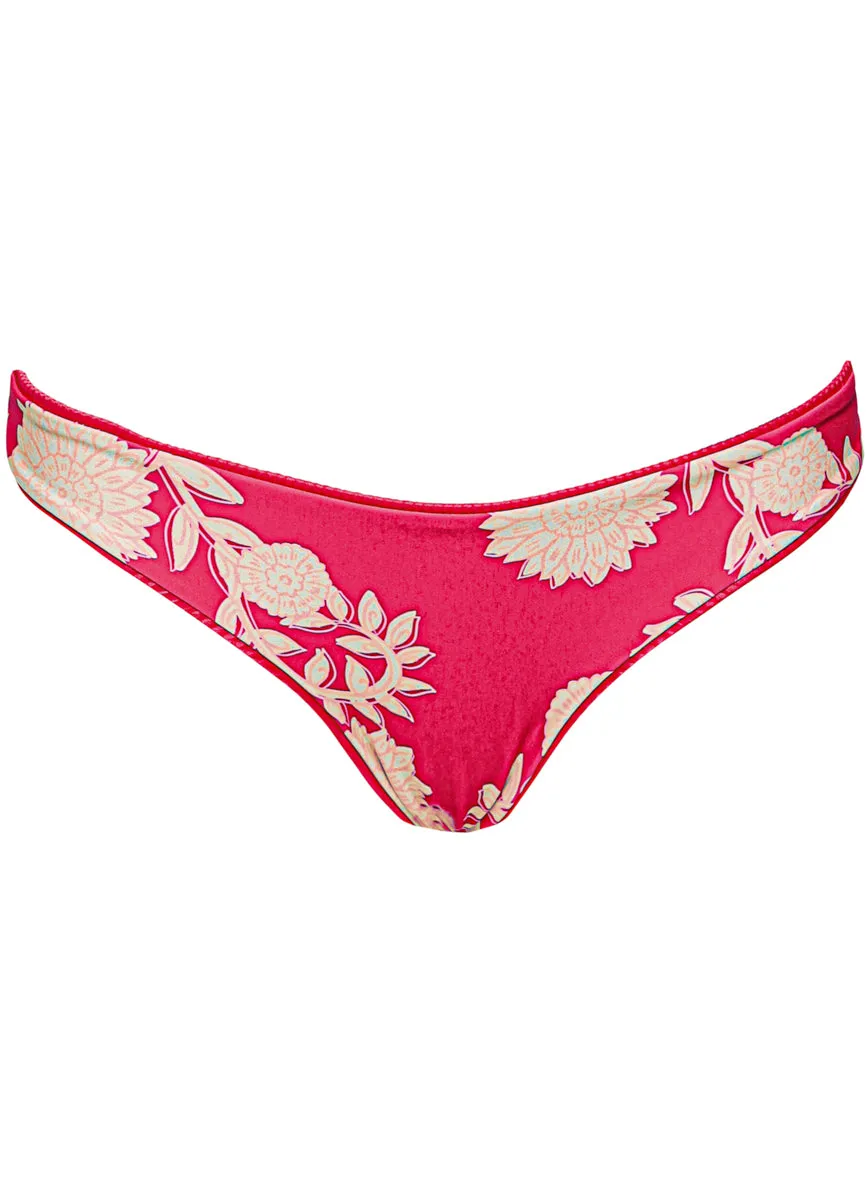 Maaji Lightpink Flowerbed Flirt  Low Rise Thin Side Bikini Bottom Maaji