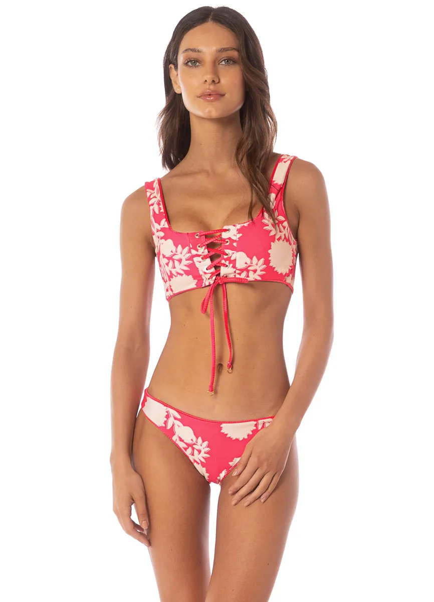 Maaji Lightpink Flowerbed Flirt  Low Rise Thin Side Bikini Bottom Maaji